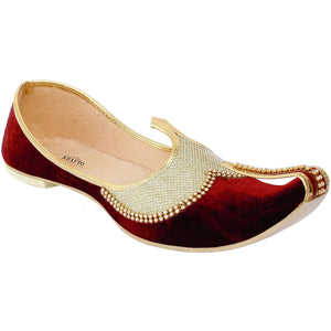 Red Velvet Glitz Men's Sherwani Mojari