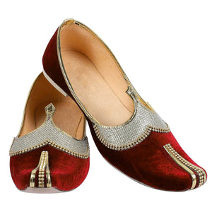 Red Velvet Glitz Men's Sherwani Mojari