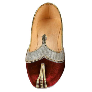 Red Velvet Glitz Men's Sherwani Mojari