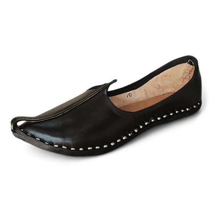 Deep Black Leather Men's Jodhpuri Mojaris