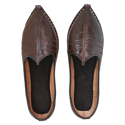 Dark Brown Heart Leather Men's Jodhpuri Mojaris
