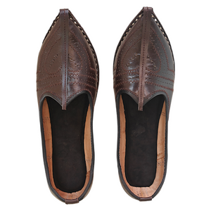 Dark Brown Heart Leather Men's Jodhpuri Mojaris