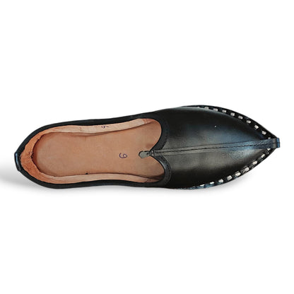Deep Black Leather Men's Jodhpuri Mojaris
