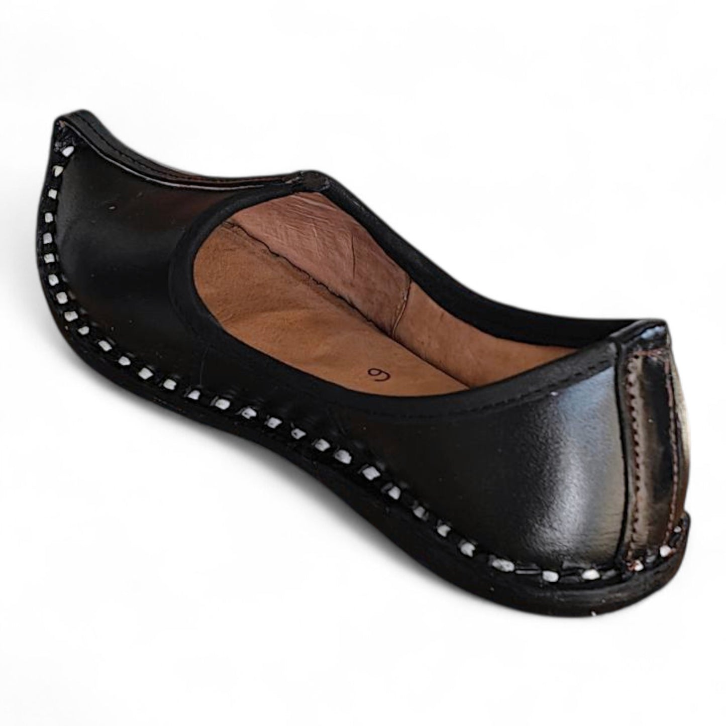 Deep Black Leather Men's Jodhpuri Mojaris