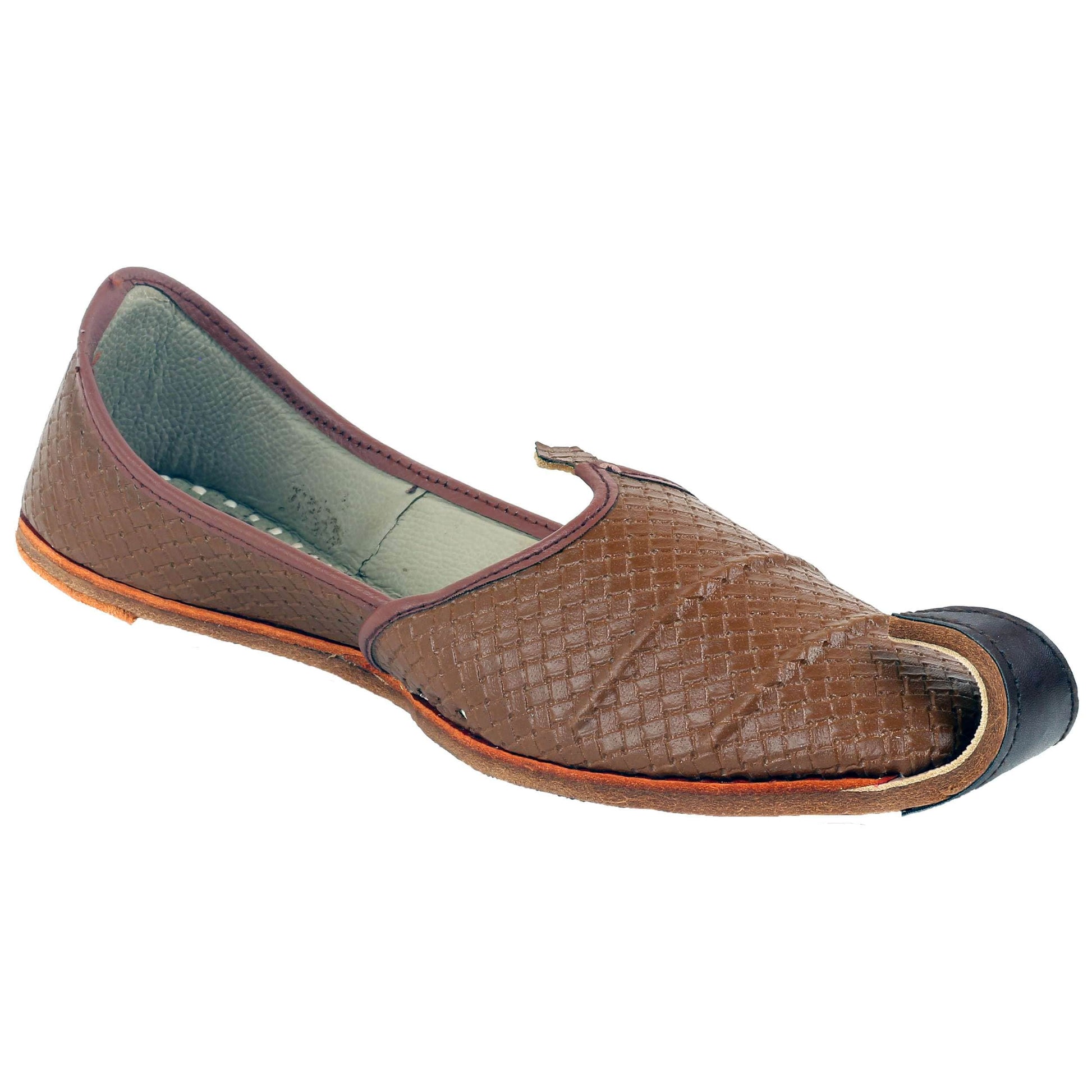 Brown Textured Leather Men's Khussa Juttis UK - Main Image