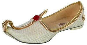 krafto mens cream jute tri rhinestone mojaris