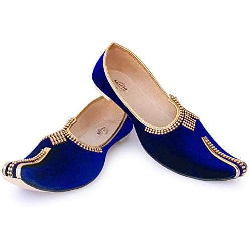 Buy Blue Velvet Men's Sherwani Jutti Online