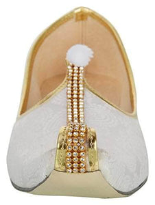 krafto mens white fabric mono rhinestone mojaris