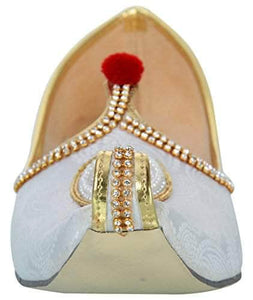 krafto mens white fabric rhinestone ruby mojaris