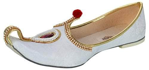 krafto mens white fabric rhinestone ruby mojaris