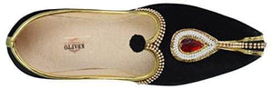 krafto mens black velvet rhinestone ruby mojaris
