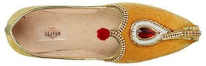 krafto mens yellow velvet rhinestone ruby mojaris