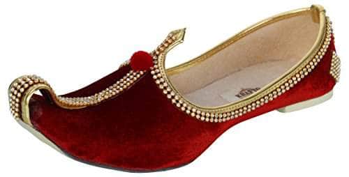 krafto mens red velvet tri rhinestone mojaris