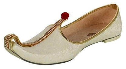 krafto mens cream fabric mono rhinestone mojaris