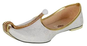 krafto mens white fabric mono rhinestone mojaris