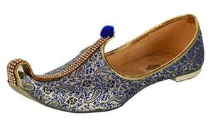 krafto mens blue white fabric mono rhinestone mojaris