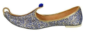 krafto mens blue white fabric mono rhinestone mojaris