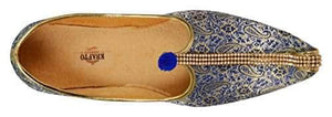 krafto mens blue white fabric mono rhinestone mojaris