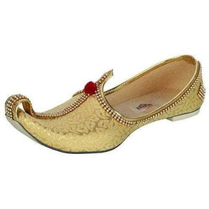Golden Fabric Tri Rhinestone Men's Sherwani Mojaris