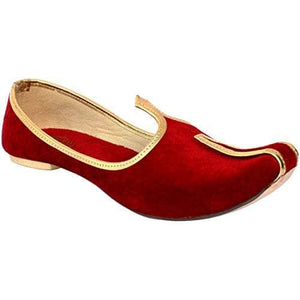 krafto mens red velvet sherwani jutti