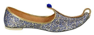 krafto mens blue white fabric mono rhinestone mojaris