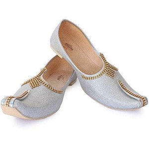 krafto mens sparkling silver silk jutti