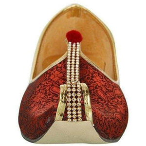 krafto mens red fabric mono rhinestone mojaris