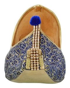 krafto mens blue white fabric mono rhinestone mojaris