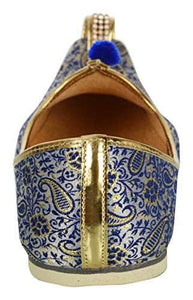 krafto mens blue white fabric mono rhinestone mojaris