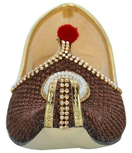 krafto mens brown jute rhinestone ruby mojaris