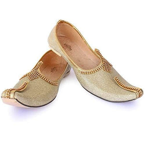 krafto mens sparkling gold silk jutti