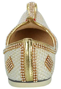 krafto mens cream jute tri rhinestone mojaris