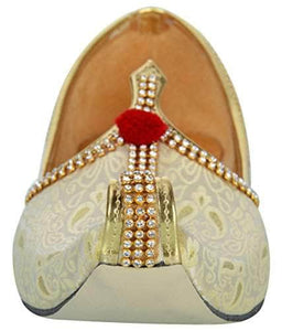 krafto mens light gold fabric tri rhinestone mojaris