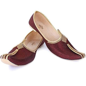 krafto mens sparkling red silk jutti