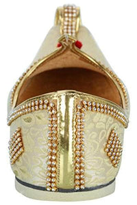 krafto mens light gold fabric tri rhinestone mojaris