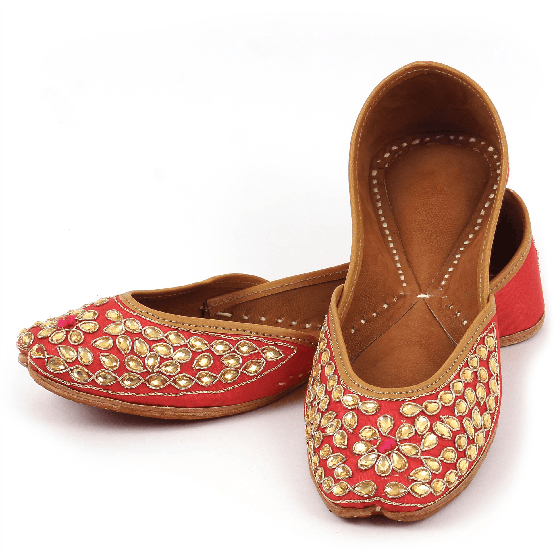 Buy Red Droplets Handcrafted Women's Punjabi Leather Jutti Buy Red Droplets Handcrafted Women's Punjabi Leather Jutti