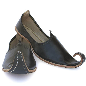 Black Punjabi Leather Men's Khussa Jutti