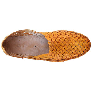 Yellow Interwoven Leather Men's Kolhapuri Jutti