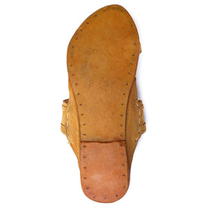 Yellow Leather Men's Pointed Kolhapuri Chappal