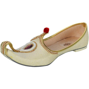 krafto mens beige gold fabric rhinestone ruby mojaris