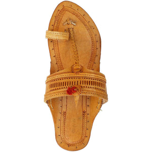 Yellow Leather Men's Kolhapuri Flat Chappal