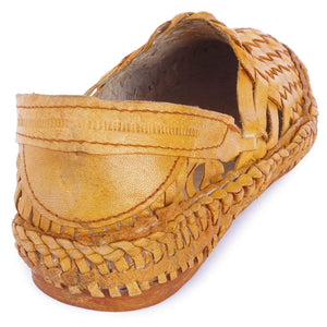 Yellow Interwoven Leather Men's Kolhapuri Jutti