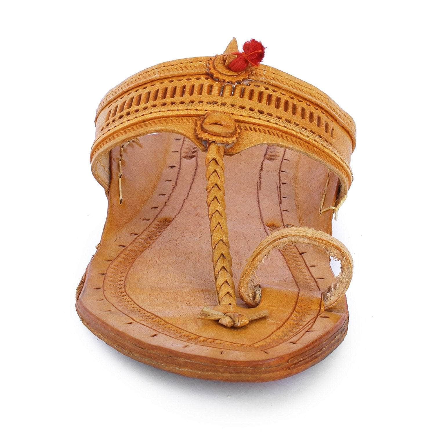 Buy Yellow Leather Men's Pointed Kolhapuri Chappal Shop Online