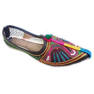 Multicolor Peacock Embroidary Handmade Women's Jodhpuri Leather Jutti