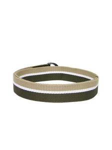 Olive Green & Beige Striped Men's Belt