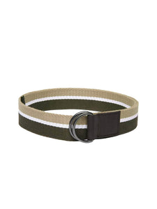 Olive Green & Beige Striped Men's Belt