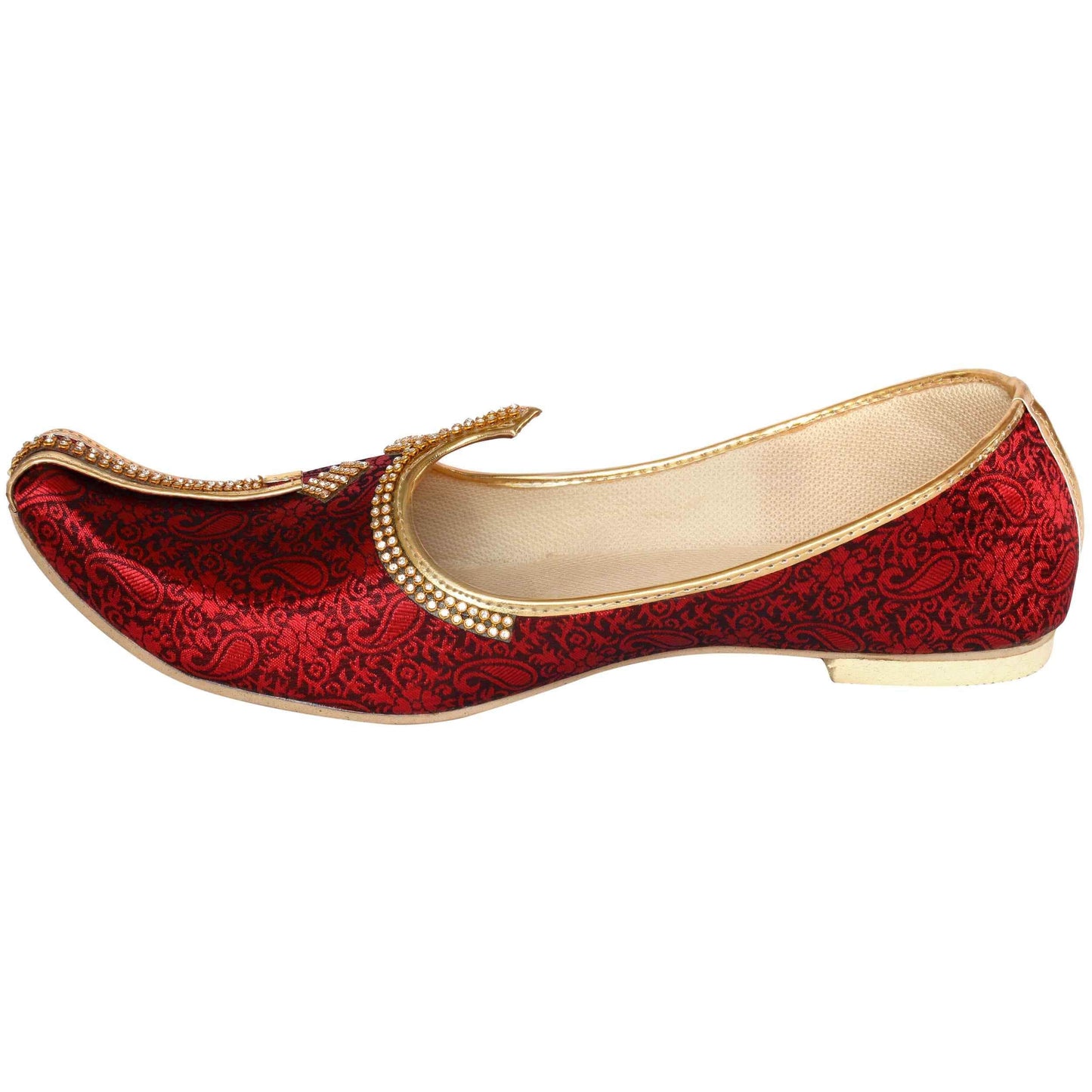 Cherry Red Silk Men's Sherwani Mojari