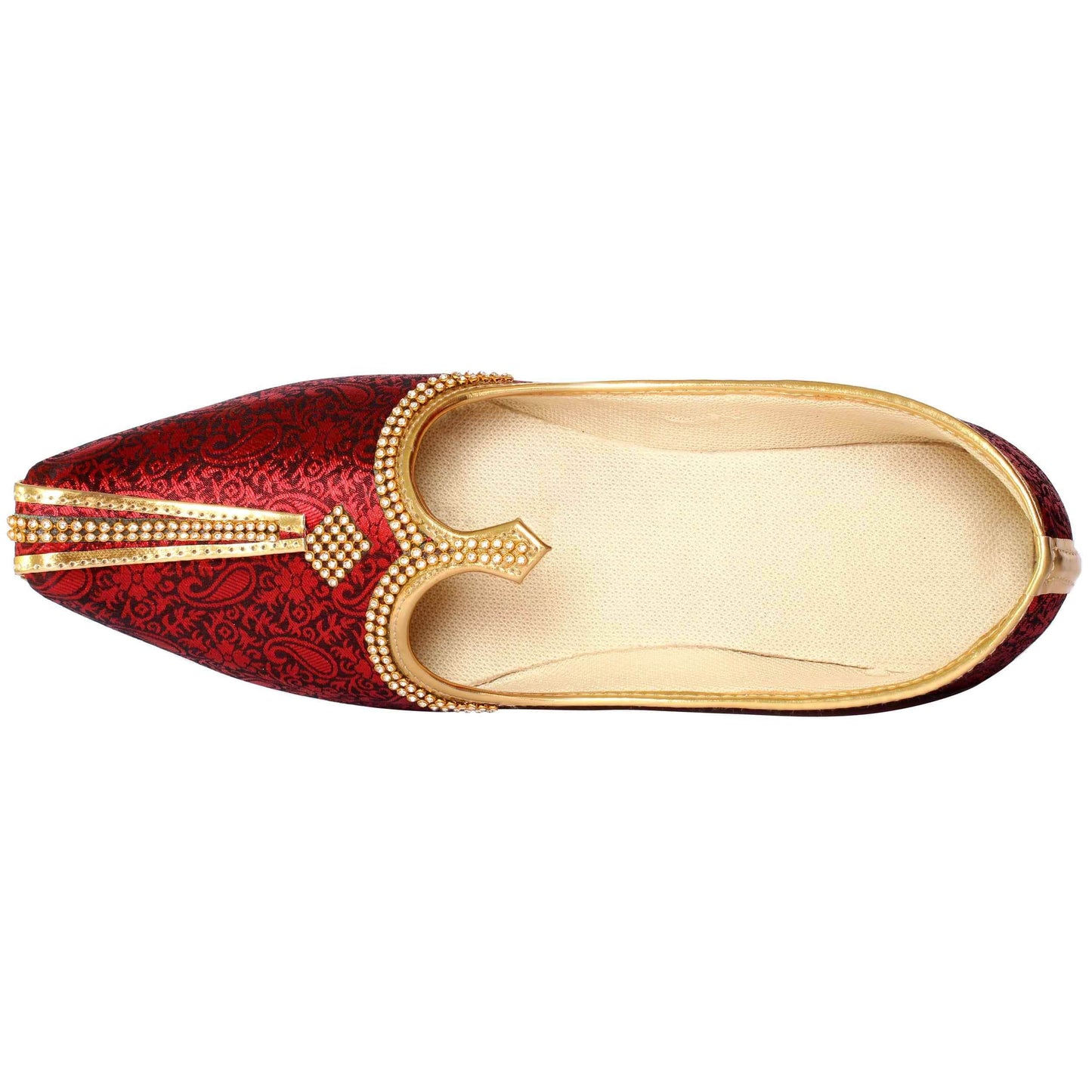 Cherry Red Silk Men's Sherwani Mojari