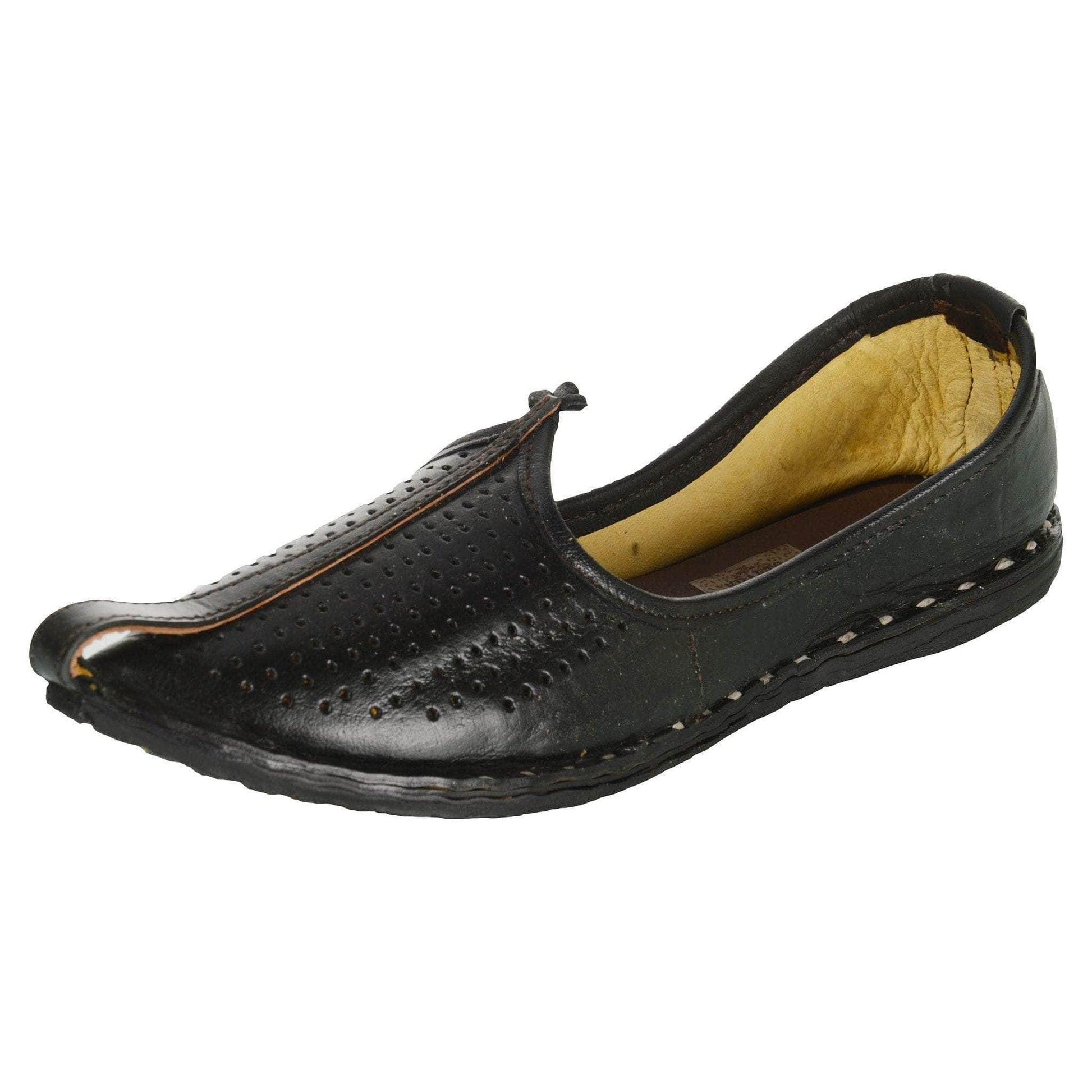 Holed Black Leather Men's Jodhpuri Mojaris UK
