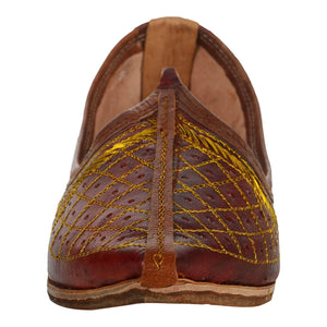 Maroon Handcrafted Leather Mojrai for Man